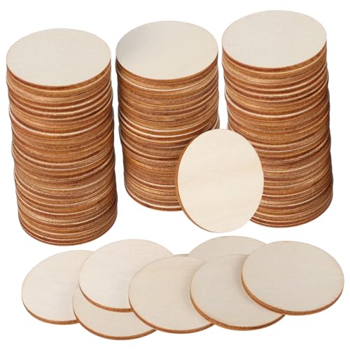 jojofuny 100 Stück Runde Holzscheiben Ø Unbehandelte Holzplatten zum Basteln Glatte Holzstücke für DIY Kreativprojekte Malen Beschriften Partydeko Geschenkanhänger Natürliche von jojofuny