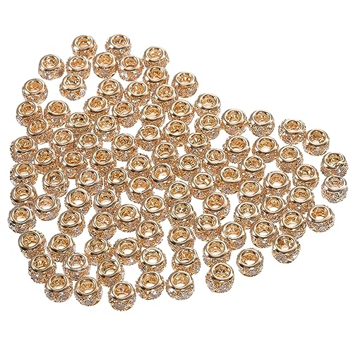 jojofuny 100 Stück Strass Inlay Rondelle Spacer Perlen für Schmuckherstellung Diy Bastelperlen für Armbänder und Glänzende Metallperlen für Dekorationen von jojofuny