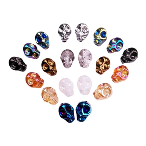 jojofuny 100 Stück Teiliges Bunte Glasperlen mit Schädel-design Spacer Charms für DIY Schmuckherstellung Umweltfreundliche Leicht Auffädelbare Kristallperlen für Armbänder Halsketten und von jojofuny