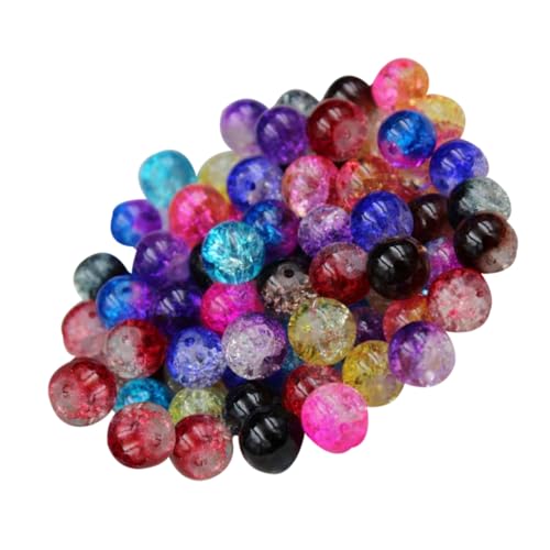 jojofuny 100 Stück Teiliges Glasperlen Set Bunte Zweifarbige Crackle Perlen für DIY Schmuckherstellung Armband Halskette Bastelperlen Zubehör Farbenfrohes Beaded Materials von jojofuny