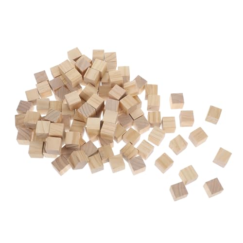 jojofuny 100 Stück Unbehandelte Holzklötze Quadratisch mit Glatten Kanten Sicher für DIY Bastelholz Bausteine Fördert Kreativität für Spiel und Lernaktivitäten von jojofuny