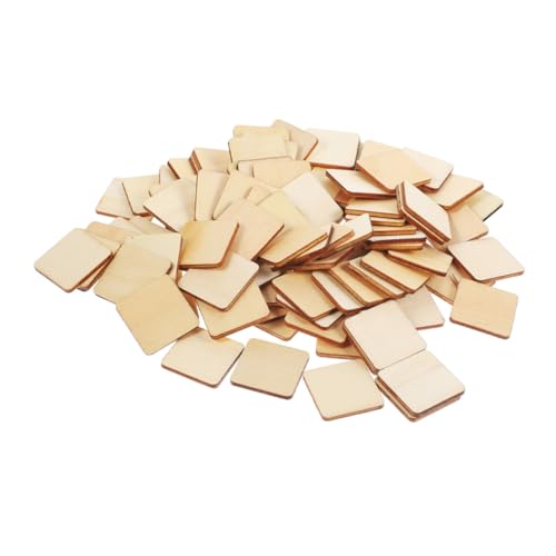jojofuny 100 Stück Unbemalte Quadratische Holzplättchen Naturbelassene Holzstücke für DIY Basteln Malen Holzdekoration und Kreative Handwerksprojekte von jojofuny