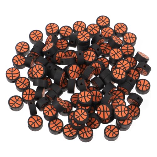 jojofuny 100 Stück Verstreute Perlenmaterial Basteln sportliche Reize runden Perlen für Schmuckhersteller Perlen für DIY Basketballarmband Perlen handgefertigte lose Perlen Polymer-Ton von jojofuny