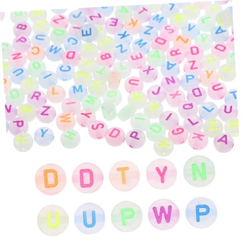 jojofuny 1000 Stück Fluoreszierende Buchstabenperlen Rund Bunte DIY Schmuckperlen für Armbänder Halsketten Basteln Schmuckherstellung Zubehör von jojofuny