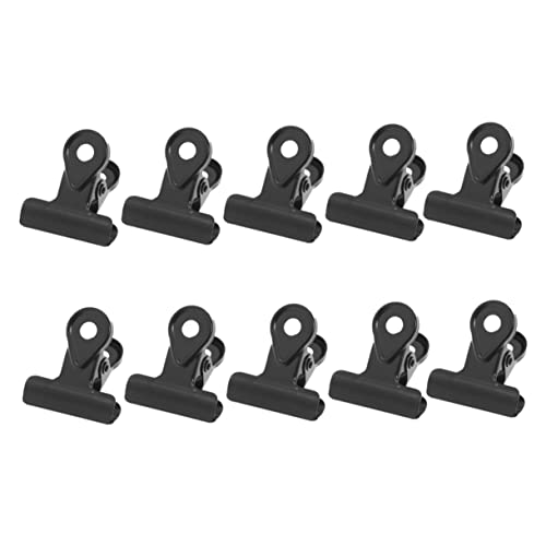 jojofuny 10Stücke Metall Binder Clips Scharnierclips Schwarz Robuste Büroklammern aus Kupfer Organisieren von Dokumenten Notizen und Fotos im Büro oder Zuhause von jojofuny
