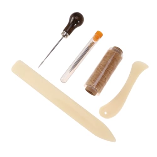 jojofuny 10Stücke Teiliges Buchbindewerkzeug Set mit Holzgriff Wachsfaden und Großen Buchbindernadeln für DIY Buchbinden und Handwerksprojekte Falzbein und Ahle für Präzise von jojofuny