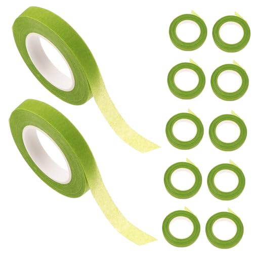 jojofuny 12 Rollen Blumenband verpackungen packwürfel Blumenstrauß liefert Klebeband für Blumensträuße Party blumenstecker Bänder Blumenwickelband Blumenstrauß-Stamm-Wickelband Papier Green von jojofuny