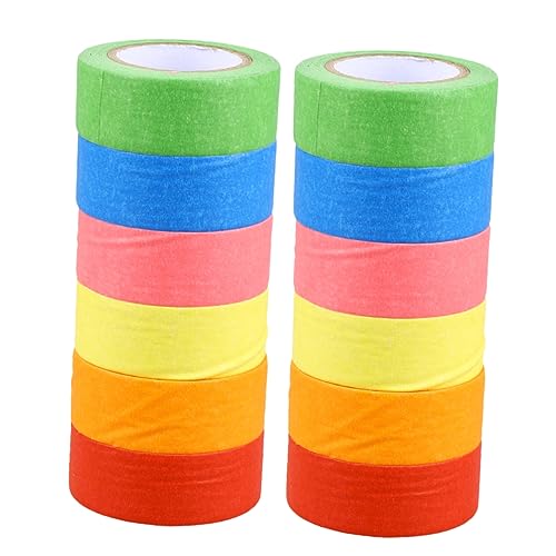 jojofuny 12 Rollen Bunte Masking Tape Beschreibbares Klebeband für Kunstprojekte Hochtemperatur und Reißfest für Dekorationen und Bastelarbeiten von jojofuny