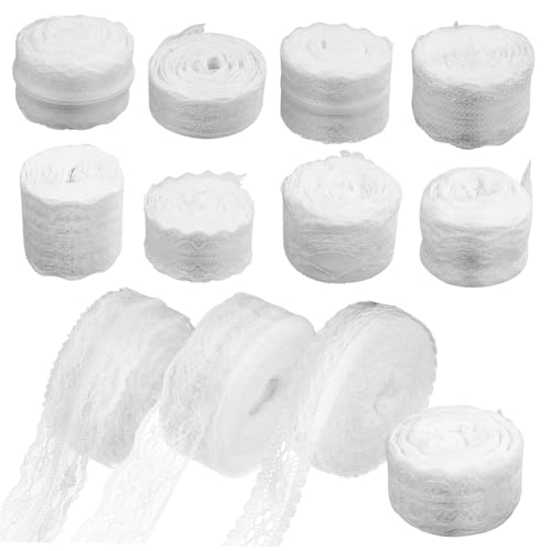 jojofuny 12 Rollen Spitzenband ribbon hochzeit dekoration party decoration dekoration party wedding decoration Bänder für Handwerk Band für Schleife trimmen Blumen dünn Wickelband Seilband von jojofuny