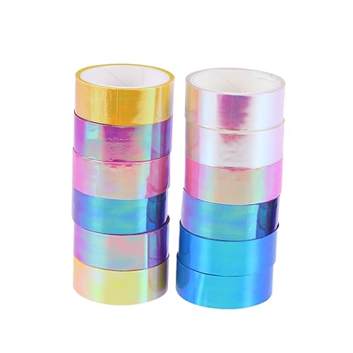 jojofuny 12 Rollen dekorativ klebrig farbig Rosa gemustert Farbe wasserdichtes klebeband DIY Klebeband Filmband Helles Band Klebeband mit hoher Viskosität von jojofuny