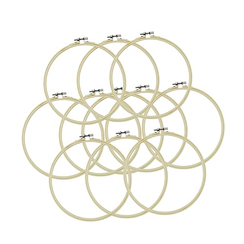 jojofuny 12 Stück Bambus-Stickerei-Stretch Lieferungen Nähen Kits für Stich Stickseide Nähset Reifen Stickrahmen Stickkreis selber machen Stickring selber machen Hölzern von jojofuny