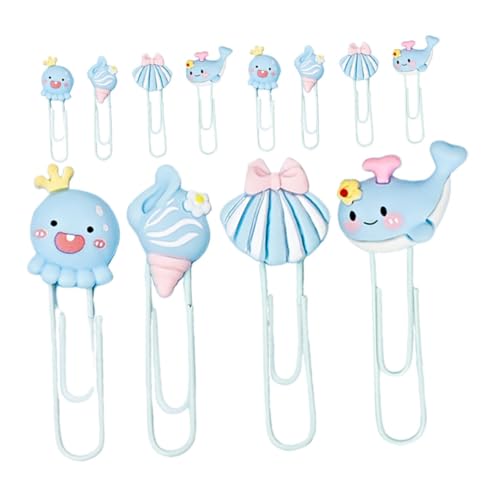 jojofuny 12 Stück Büroklammern Mit Meerestieren, Lesezeichen-set Mit Ozeanmotiv, Muschel, Oktopus, Wal, Shaoed-büroklammern Für Kinder, Partygeschenke, Schulbedarf von jojofuny