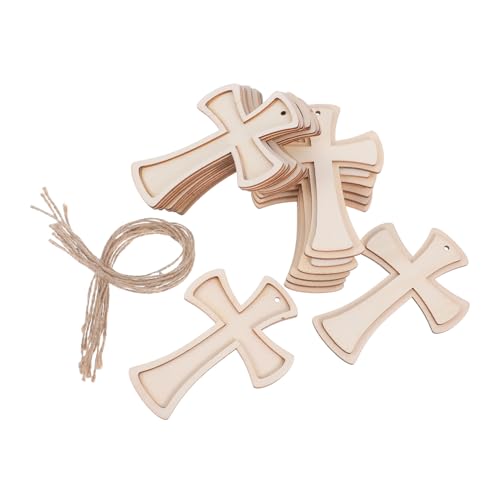 jojofuny 12 Stück Holzkreuz Anhänger Anhänger Basteln Heimdekoration Großes Holzkreuz Natürliches Unbehandeltes Holz Kreuzanhänger Perlen Holzrohling Kreuz Holzperlen von jojofuny