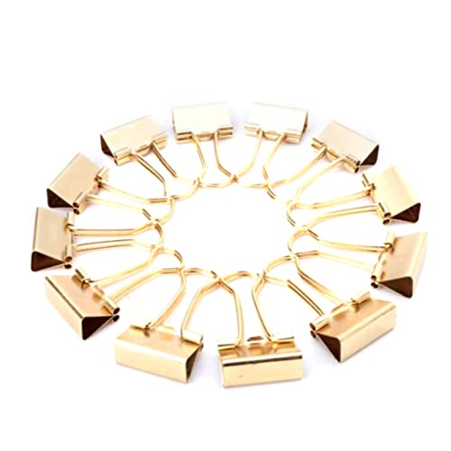 jojofuny 12 Stück Metall Binder Clips Gold Vielzweck Büroklammern für Schule Büro und Zuhause zur Organisation von Dokumenten und Unterlagen von jojofuny