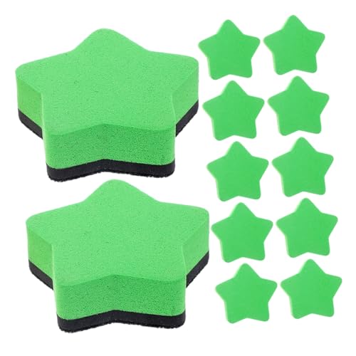 jojofuny 12 Stück Pentagramm-radiergummi Mini Weiß Trocken Abwischbare Radiergummis Klein Kind Planke Trockenlöscher Für Das Klassenzimmer Whiteboard-trockenlöscher Eva-filztuch Green von jojofuny