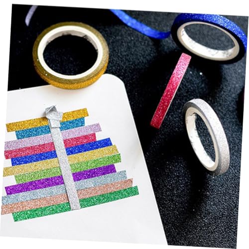jojofuny 12 Stück Teiliges Washi Masking Tape Glitzer Dekoratives Klebeband für Scrapbooking Fotoalbum Geschenkverpackung und DIY Bastelprojekte Bunte Muster Zufällige Zufällige Farbe von jojofuny