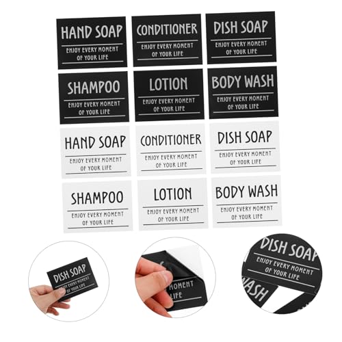 jojofuny 12 Stück Teiliges Wasserdichtes Aufkleber für Badezimmerflaschen Praktische Etiketten für Shampoo Conditioner Lotion Geeignet für Glas und Kunststoffbehälter Leicht Anzubringen jojofuny 12 Stück Teiliges Wasserdichtes Aufkleber für Badezimmerflaschen Praktische Etiketten für Shampoo Conditioner Lotion Geeignet für Glas und Kunststoffbehälter Leicht Anzubringen von jojofuny