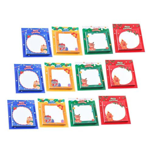 jojofuny 12 Stück Teiliges Weihnachts Notizblock mit Niedliche Memo Pads mit Weihnachtsmann und Schneemann Motiven Selbstklebende Haftnotizen für Büro Schule und Alltag Praktische von jojofuny