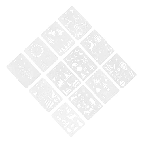 jojofuny 12 Stück Teiliges Weihnachtsmalvorlagen mit Rentier Motiven Wiederverwendbare Schablonen für Basteln Wanddekoration und Möbel Leicht und Kreativ für Familien von jojofuny