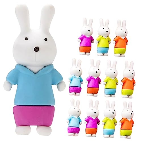 jojofuny 12 Stück Tier Radiergummis für Niedliche Kaninchenform Bunte Radierer als Partygeschenke und Schulbedarf für Kreative Schüler und Geschenktüten Zufällige Farbe von jojofuny