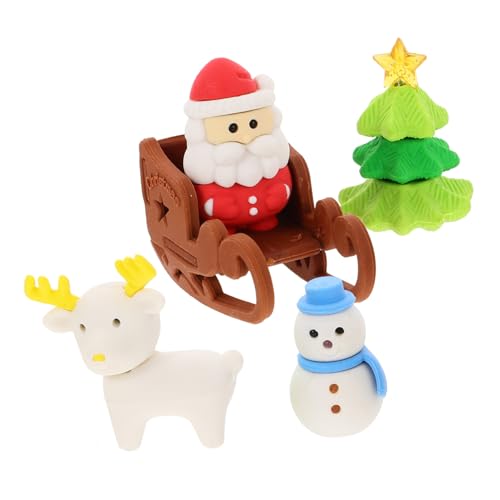 jojofuny 12 Stück Weihnachtsmann Radiergummi Lustige Form pro Box für Schulpreise und Weihnachtsgeschenke Sicheres Material Langlebig und Spurenfrei von jojofuny