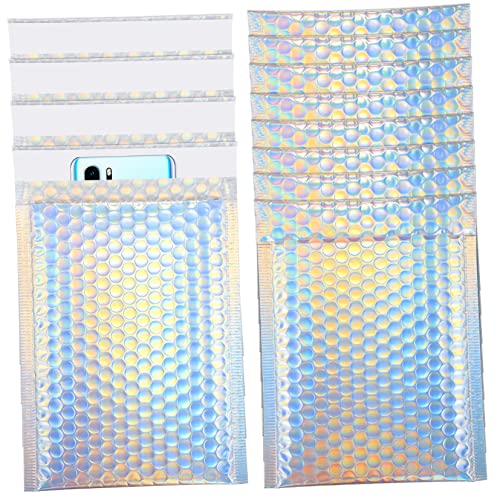 jojofuny 12Stücke Holografische Luftpolster Versandtaschen Selbstklebende Versandbeutel für Sicheren Versand von Karten Schlüsselanhängern Handyhüllen und Dicke Polsterung jojofuny 12Stücke Holografische Luftpolster Versandtaschen Selbstklebende Versandbeutel für Sicheren Versand von Karten Schlüsselanhängern Handyhüllen und Dicke Polsterung von jojofuny