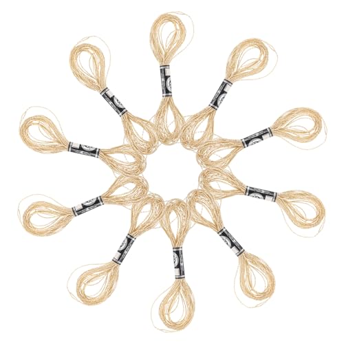jojofuny 12Stücke Metallic Stickgarn Hochwertiges Handgefertigtes Nähgarn Glänzender Goldfarbe für Projekte und Handstickerei von jojofuny