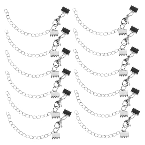 jojofuny 12Stücke Quetschenden für Schmuckherstellung Vielseitige Kettenverschlüsse Silber für Fußkettchen für DIY Projekte von jojofuny