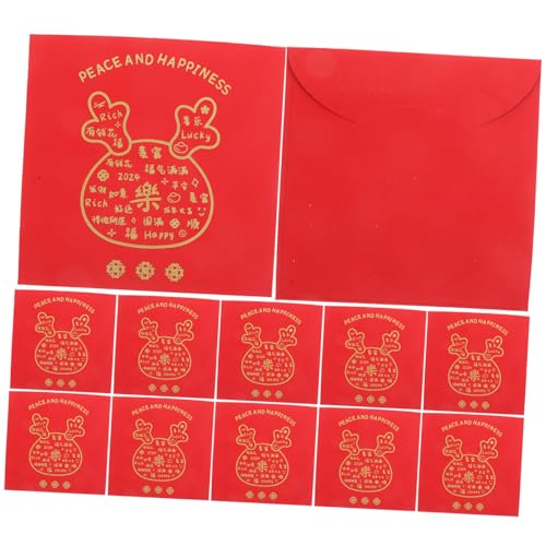 jojofuny 12Stücke Rote Umschläge Traditionelle Chinesische Glücksumschläge für Neujahr Hochzeiten und Robustes Design Gemischter Stil von jojofuny