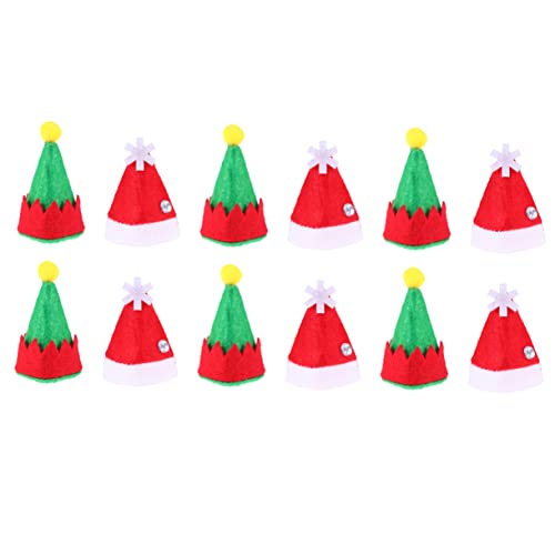 jojofuny 12st Hamster-weihnachtskostüm Süßigkeiten-hut Besteckhalter Mini-weihnachtsmütze Weinflaschenabdeckung Mini-weihnachtslutschermütze Mini-elfenhüte Dekorationen Weihnachten von jojofuny