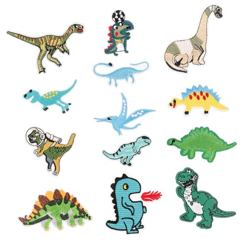 jojofuny 13 Stück Dinosaurier Aufkleber Dinosaurier Applikationen Aufkleber Gestickte Applikationen Dinosaurier Aufnäher Dinosaurier Stickerei Patches Dinosaurier Skelette Süßer von jojofuny