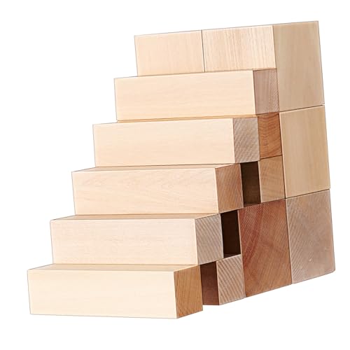 jojofuny 13 Stück Teiliges Lindenholz Schnitzset Rechteckige Unlackierte Basswood Blöcke Feinkörniges Festes Schnitzholz für DIY Holzkunst Handlich und Kratzfest für Kreative Holzprojekte von jojofuny