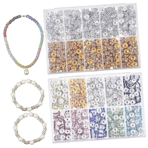 jojofuny 1400 Stück DIY -Set tropfender Ring Perlen-Kit Perlen für Armbänder Bausätze Herstellung schmuck Perlenset lose Abstandsperlen Abstandshalter lose Perlen Perlenhalter Strasssteine von jojofuny