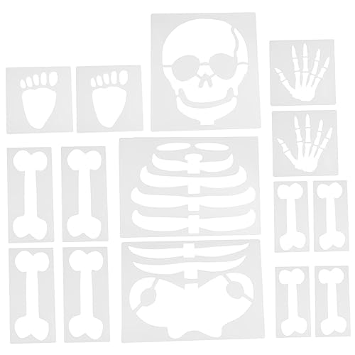 jojofuny 15 Blatt Halloween Schablonen Set Gruselige Skelet Schablonen für Wandkunst und Dekoration Wiederverwendbare Vorlagen für Kreative Projekte von jojofuny