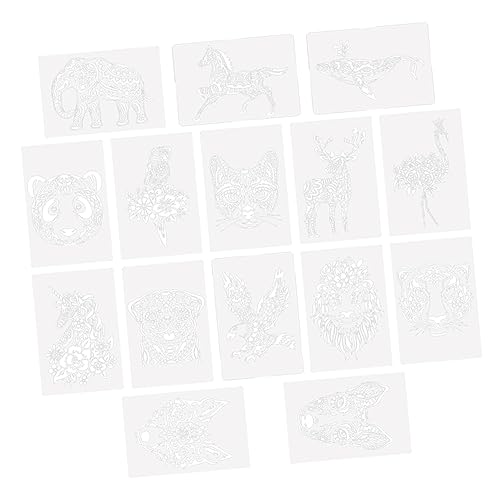 jojofuny 15 Stück Teiliges Diy Schablonen für Tiermotive Wiederverwendbare Malvorlagen für Einhorn und Papageienmotiven Einhorn Löwe Papagei für Bastelprojekte und Wandmalerei von jojofuny