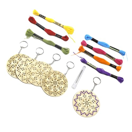 jojofuny 15 Teiliges Kreuzstich Stickerei Schlüsselanhänger Set Aus Holz Kreuzstich Set Stich Schlüsselanhänger Bastel Sets Aus Stoff Schmuckherstellung Für Erwachsene Stick Sets von jojofuny