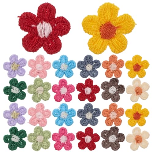 jojofuny 150 Stück Blumen-Aufnäher zum Aufbügeln, Blumen-Applikationen, Stickerei-Applikation, Aufnäher für Kleidung, Taschen, Schuhe, Jeans, DIY-Dekoration von jojofuny