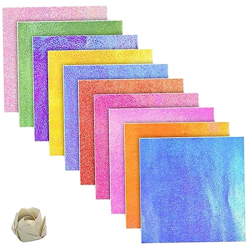 jojofuny 150 Stück Glitzer Origami helles Farbpapier farbiges Papier Papierfaltung Projektpapier Origamipapier glänzend Klapppapier sammelalbum papier handwerk quadratisches Papier Bunt von jojofuny
