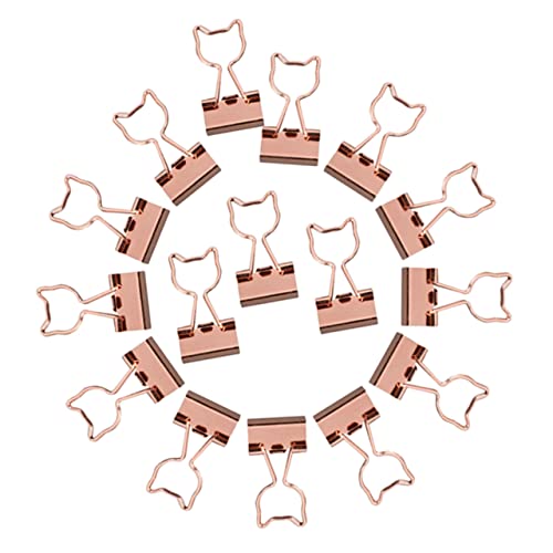 jojofuny 15Stücke Dekorative Binder Clips Stilvolle Büroklammern für Dokumente Organisieren von Notizen Scrapbooks und Kalendermarkierungen Roségold Cat Design von jojofuny