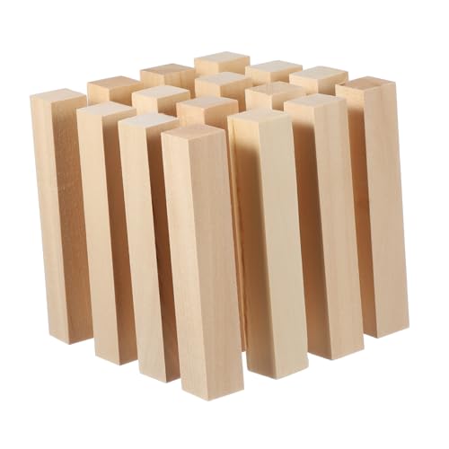 jojofuny 16 Stück Streifen aus Lindenholz Lindenholzblöcke Leerzeichen Stangen Basteln Teile für Holzblock Holzdübel Holzrohlinge Holzstab Bastelstreifen aus Holz Bastelstöcke aus Holz von jojofuny