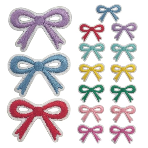jojofuny 16 Stück Teiliges Bunte Schleifen Bügelflicken Bestickte Applikationen zum Aufbügeln und Aufnähen Dekorative Stoffpatches für DIY Kleidung Rucksack Schuhe Jacken Jeans Taschen von jojofuny