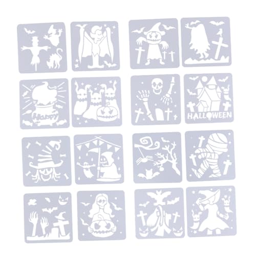 jojofuny 16 Stück Teiliges Halloween Malvorlagen Wiederverwendbare Hohle Hexen Zeichenschablonen Langlebige DIY Wanddekoration Schablonen für Scrapbooking Basteln Schulprojekte und von jojofuny