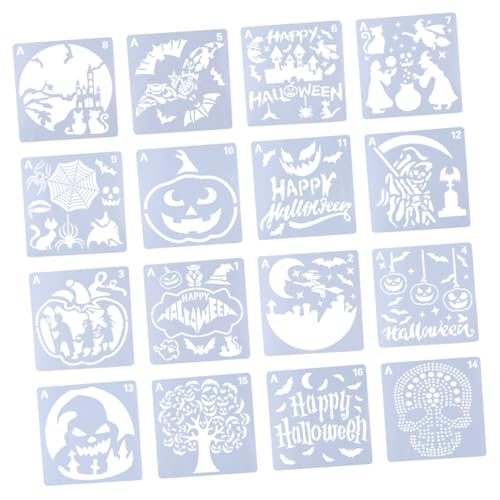 jojofuny 16 Stück Teiliges Halloween Malvorlagen aus Langlebigem Kunststoff Wiederverwendbare DIY für Vielseitig Einsetzbar zum Bemalen von Papier Leinwand und Wanddekoration jojofuny 16 Stück Teiliges Halloween Malvorlagen aus Langlebigem Kunststoff Wiederverwendbare DIY für Vielseitig Einsetzbar zum Bemalen von Papier Leinwand und Wanddekoration von jojofuny