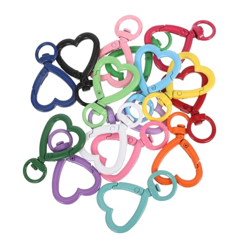 jojofuny 16 Stück Teiliges Herz Karabiner mit Drehbaren Federverschlüssen Bunte Metall Schlüsselringe für DIY Bastelbedarf Sichere und Einfache Handhabung für Schlüssel Schmuck und jojofuny 16 Stück Teiliges Herz Karabiner mit Drehbaren Federverschlüssen Bunte Metall Schlüsselringe für DIY Bastelbedarf Sichere und Einfache Handhabung für Schlüssel Schmuck und von jojofuny