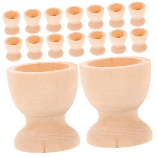 jojofuny 16 Stück Teiliges Holz Eierhalter für Ostereier DIY Bemalbar Glatte Oberfläche Rutschfester Standfuß Nachhaltige Osterdekoration für Zuhause und Büro von jojofuny
