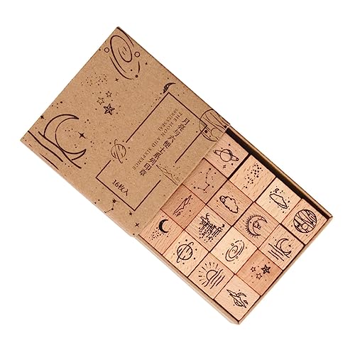 jojofuny 16 Stück Teiliges Holzstempel Set für Scrapbooking Diy Handbuchstempel mit Verschiedenen Mustern für Kreative Bastelprojekte Karten und Tagebücher von jojofuny