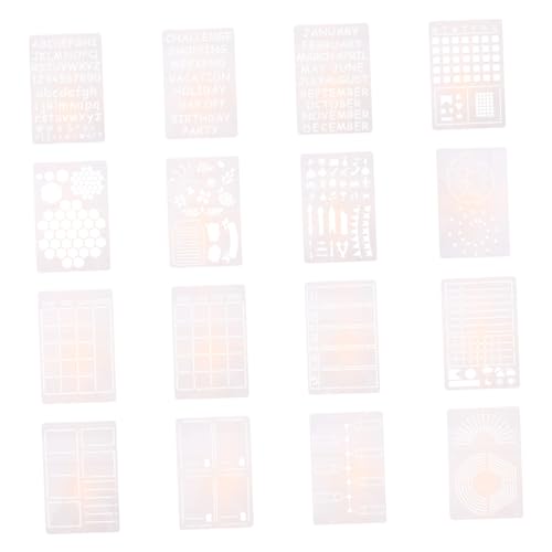 jojofuny 16 Stück Teiliges Malvorlagen Schablonen Kunststoff für Diy Projekte Wiederverwendbare Muster für Scrapbooking Fotoalben und Grußkarten Kinderfreundlich und Waschbar von jojofuny