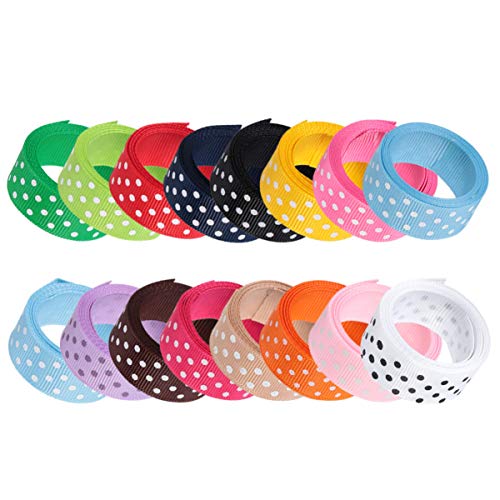 jojofuny 16 Stück Teiliges Polyester Grosgrain Band mit Punkten für DIY Haarschmuck Bastelprojekte und Festdekoration Strapazierfähiges Farbenfrohes Handarbeitsband von jojofuny