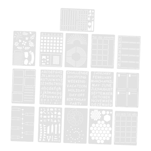 jojofuny 16 Stück Teiliges Wiederverwendbarer Kunststoff Schablonen für Planer Diy Malvorlagen für Tagebücher Gestaltung für Scrapbooking und Kunstprojekte jojofuny 16 Stück Teiliges Wiederverwendbarer Kunststoff Schablonen für Planer Diy Malvorlagen für Tagebücher Gestaltung für Scrapbooking und Kunstprojekte von jojofuny