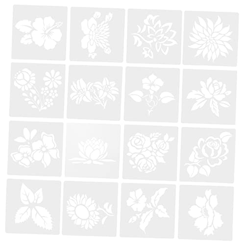 jojofuny 16 Stück Teiliges Wiederverwendbares Diy Blumen Malerschablonen Set Robuste Wasserdichte Pflanzenschablonen für Wand und Boden Sichere Handfreundliche Diy Zeichenvorlagen von jojofuny